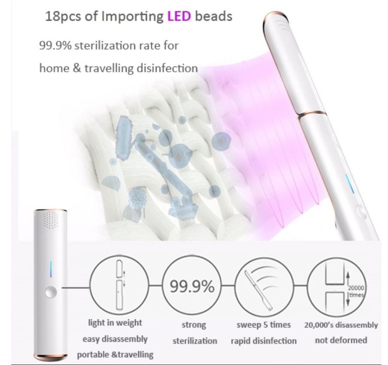 Photo 1 of MC-UV001 UV Rechargeable Portable Sterilization UV Sterilizer Lamp Wand Can Be Used as Short Type 8pcs LED & Long Type 18pcs LED Sterilize Anytime Anywhere - Sweep object within 5cm, 10-30 Seconds Destroys 99.99% Germs, Sterilize Angle Upward < 45 Degrees