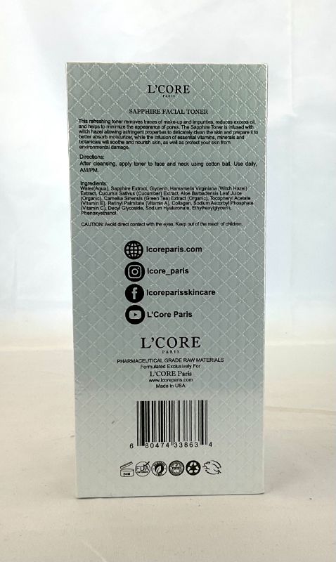 Photo 1 of Sapphire Facial Toner Refreshing Removes Traces of Makeup and Impurities Reduce Excess Oil Minimize Appearance of Pores No Alcohol Includes Witch Hazel Astringent Botanicals Sooth and Nourish Skin New