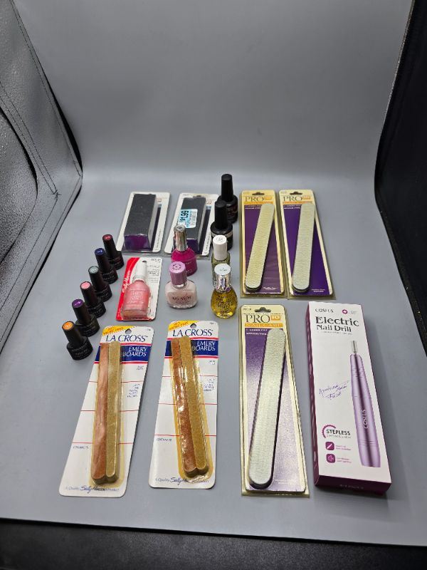 Photo 1 of 21pc Nail Bundle - Files - Polish - Buffers - Nail Drill - Gel Polish