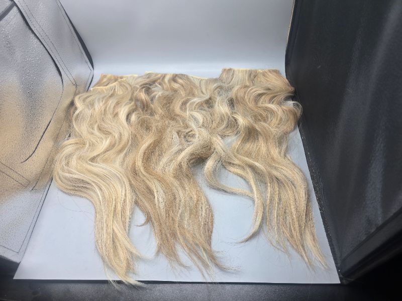 Photo 1 of Clip in Long Wavy Synthetic Hair Extension 24 Inch Beach Blonde 4PCS Thick Hairpieces Fiber Double Weft Hair for Women
