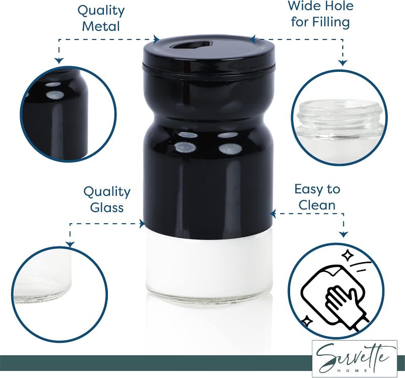 Photo 1 of 4 Pack Glass & Metal Seasoning Shakers 3 Different Lid Openings With Silicon Funnel 