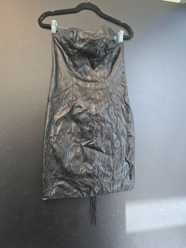 Photo 1 of S/M Leather Strapless Mini Dress With Corset Back 