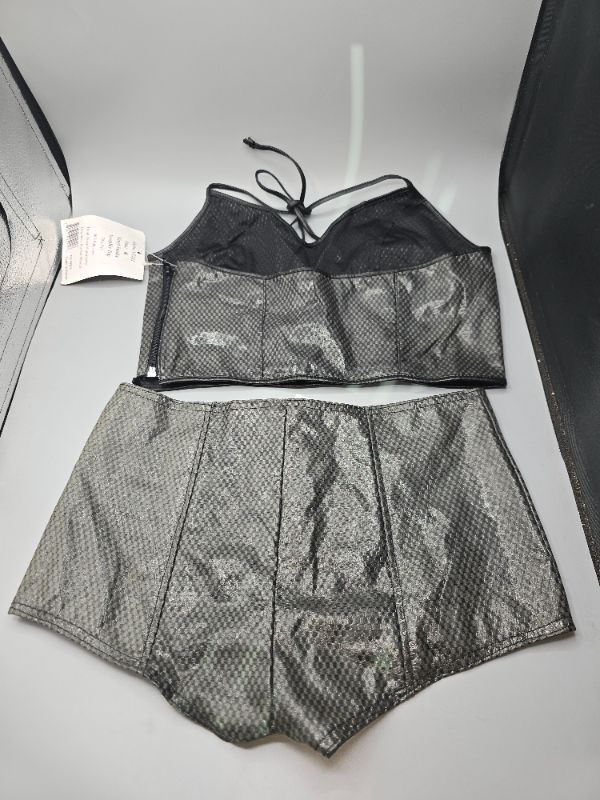 Photo 1 of Medium PVC Vinyl Smoke Graphic Halter Top & Shorts With Zipper