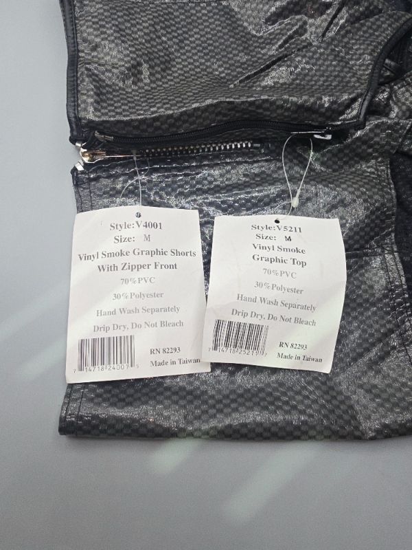 Photo 1 of Medium PVC Vinyl Smoke Graphic Halter Top & Shorts With Zipper