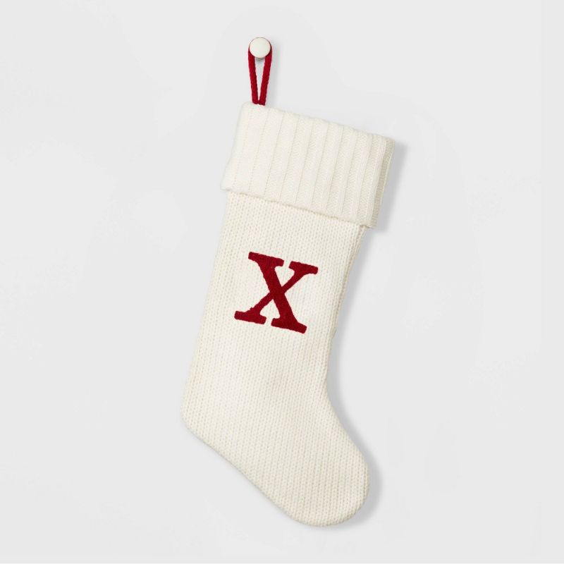 Photo 1 of Knit Monogram Christmas Stocking White X - Wondershop 20" X 8"