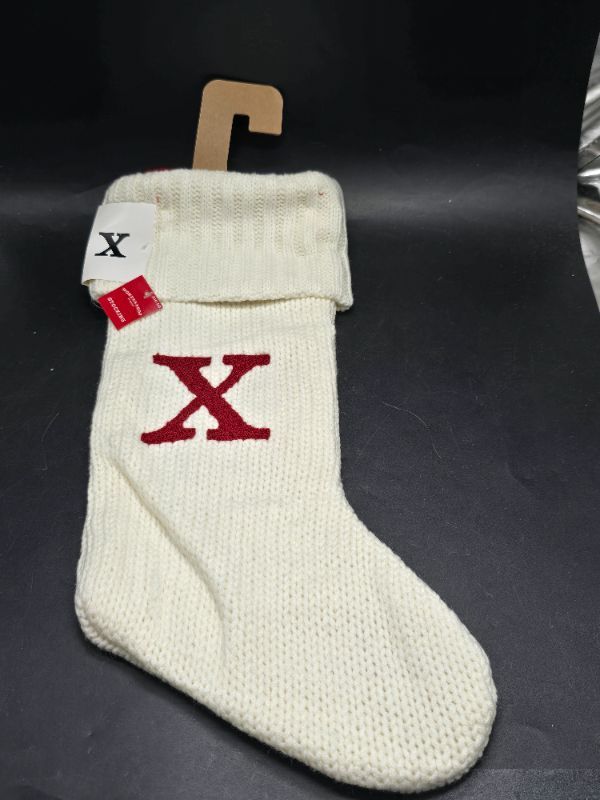 Photo 1 of Knit Monogram Christmas Stocking White X - Wondershop 20" X 8"