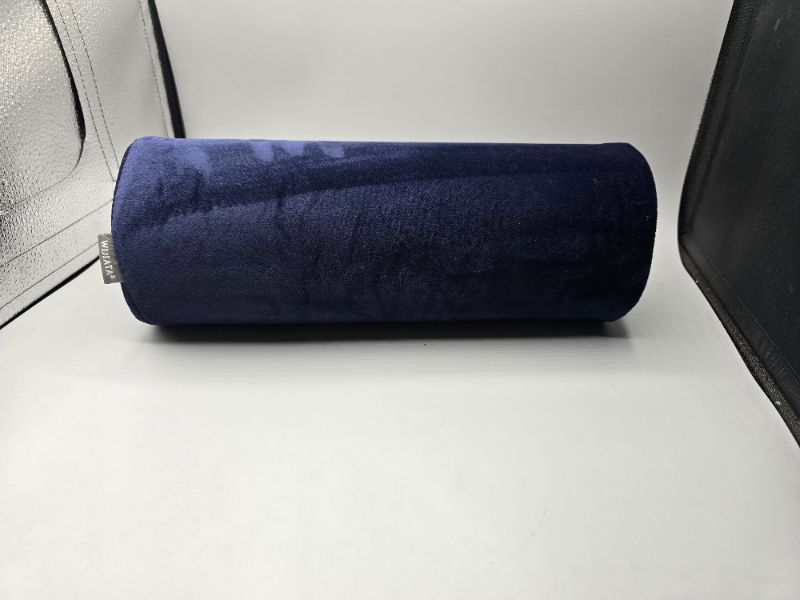 Photo 1 of Bamboo Round Cervical Roll Cylinder Bolster Pillow with Removable Washable Cover, Ergonomically Designed for Head, Neck, Back, and Legs || Ideal for Spine and Neck Support, Navy