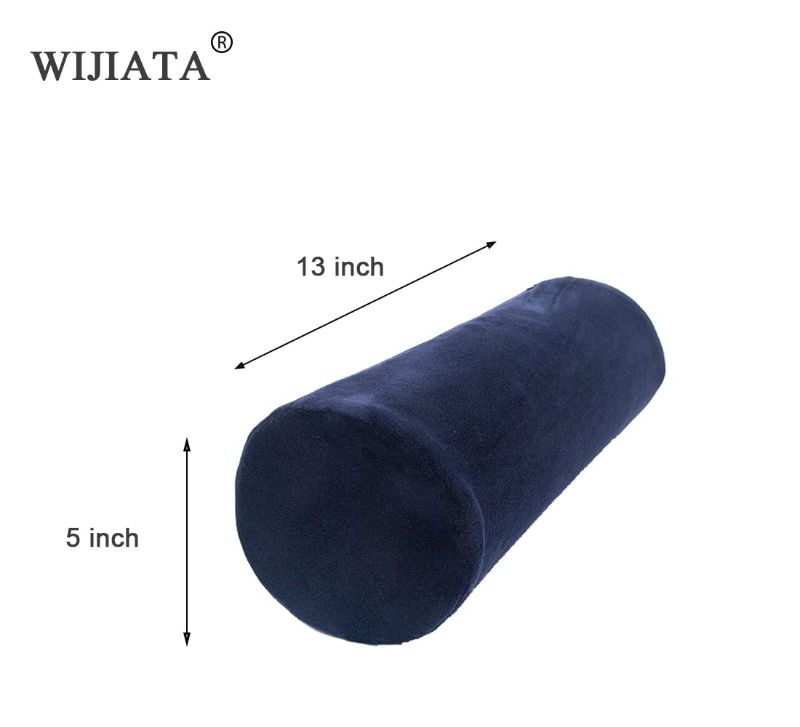 Photo 1 of Bamboo Round Cervical Roll Cylinder Bolster Pillow with Removable Washable Cover, Ergonomically Designed for Head, Neck, Back, and Legs || Ideal for Spine and Neck Support, Navy