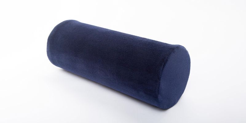 Photo 1 of Bamboo Round Cervical Roll Cylinder Bolster Pillow with Removable Washable Cover, Ergonomically Designed for Head, Neck, Back, and Legs || Ideal for Spine and Neck Support, Navy