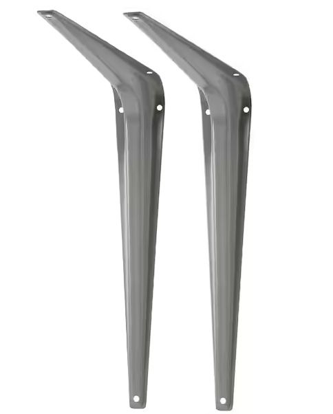 Photo 1 of 2 Pcs 10" X 12" Inch Utility Metal Wall Shelf Corner Bracket Support Gray LOT