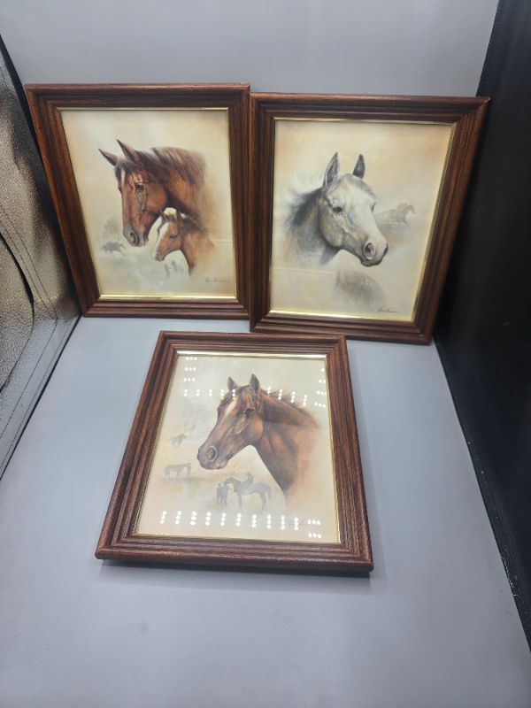 Photo 1 of Vintage 3 Ruane Manning Horses Art Prints Matted Donald Art Company 1992 
