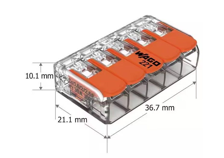 Photo 1 of 100PK Wago 221-415 Lever-Nuts 5 Conductor Compact Connector