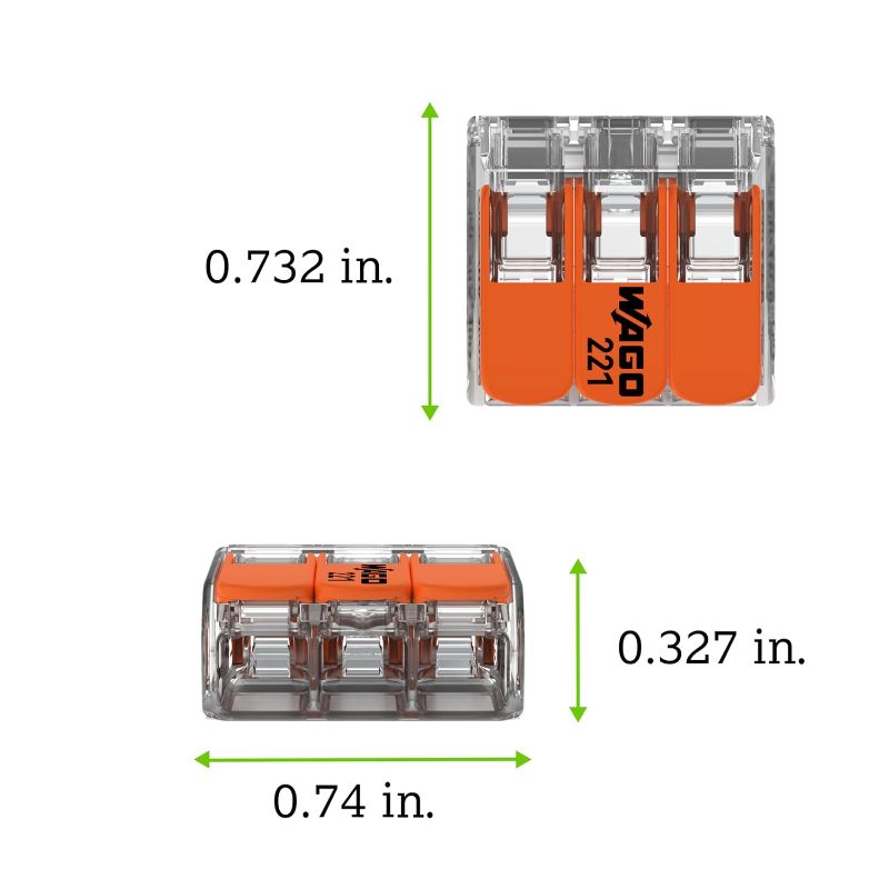 Photo 1 of 150pk Wago 221-413 Lever-Nuts 3 Conductor Compact Connectors