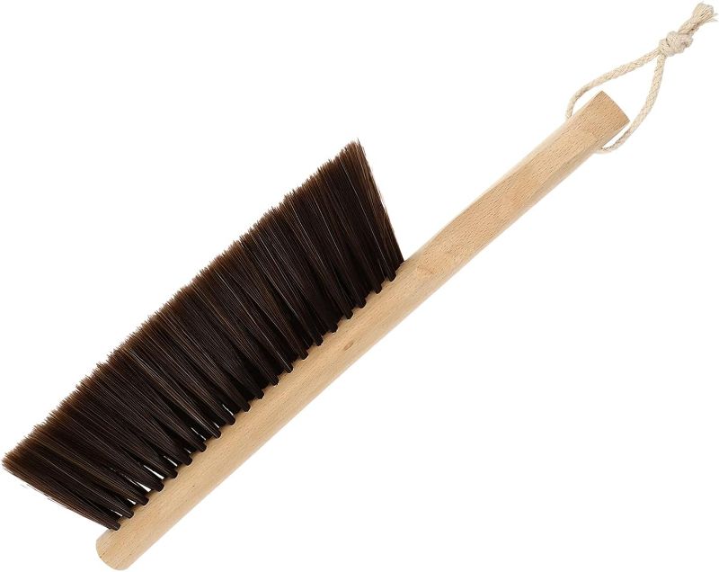 Photo 1 of Hemoton Practical Bed Brush Cleaning Brown Brush Duster Wooden Handle Large Surface Soft Bristles