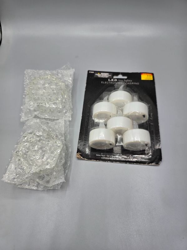 Photo 1 of 2 Crystal Glass Tea Light Candle Holders & 6pk Led Tea Lights