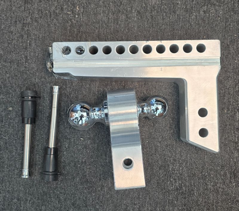 Photo 1 of Adjustable Trailer Hitch, 8 Inch Drop Hitch for 2.5 Inch Receiver, Ball Mount Hitch 10000 Lbs, 2" & 2-5/16" Stainless Steel Dual Balls, Aluminum Tow Hitch with Double Anti-Theft Pins Locks