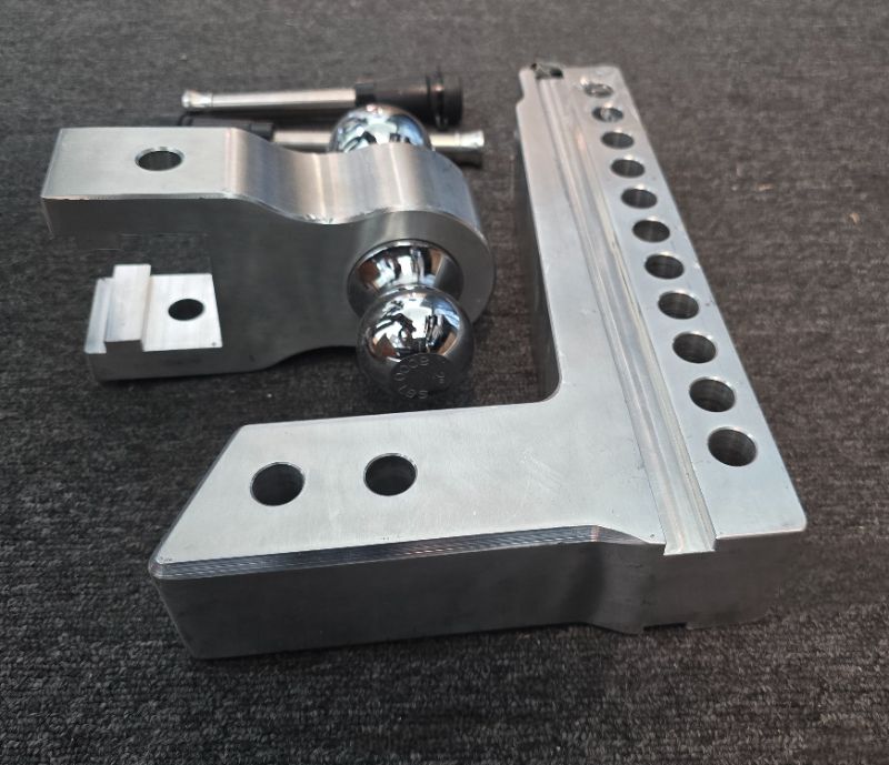 Photo 1 of Adjustable Trailer Hitch, 8 Inch Drop Hitch for 2.5 Inch Receiver, Ball Mount Hitch 10000 Lbs, 2" & 2-5/16" Stainless Steel Dual Balls, Aluminum Tow Hitch with Double Anti-Theft Pins Locks