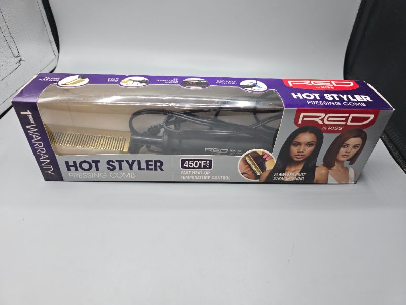 Photo 1 of Red by Kiss Hot Comb Hair Straightener 450 Degrees, Straight Teeth Electric Heating Comb, Pressing Comb Brush for Straightening Hair and Beard, Curling Iron for Natural Black Hair