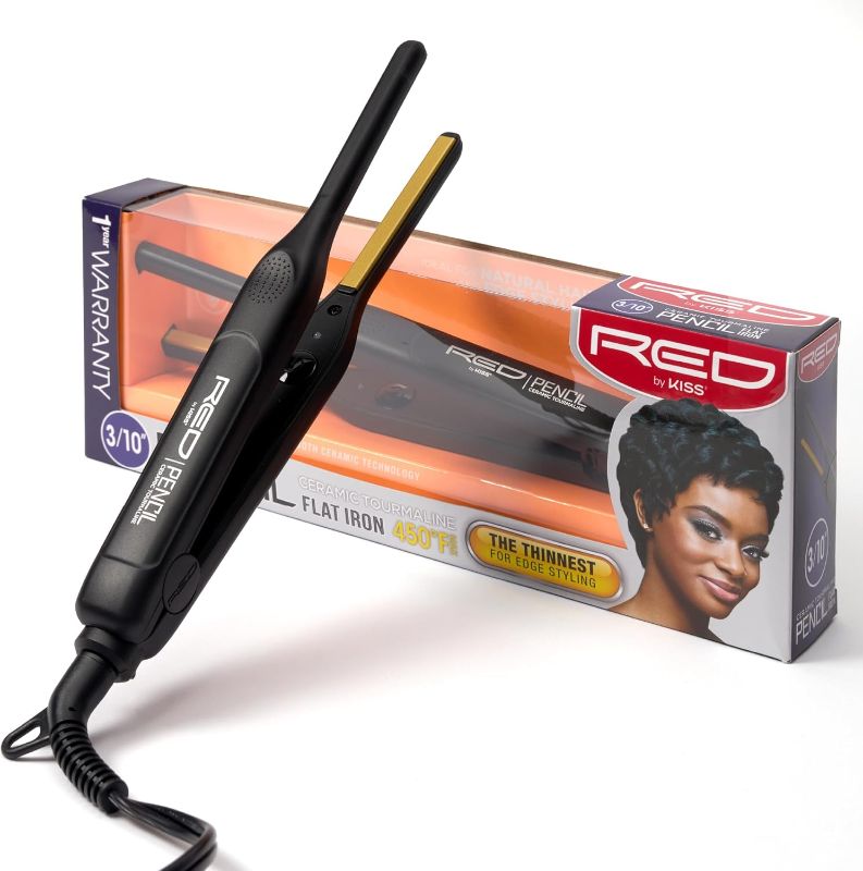 Photo 1 of Kiss Red by Pencil Flat Iron Hair Straightener, 0.3 Inch, Ceramic