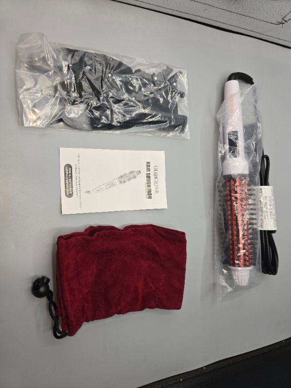 Photo 1 of GLAMGLIDER Curling Iron Brush, Ceramic Tourmaline Ionic Hair Hot Brush, Anti-Scald Hair Curling Wands,Professional Instant Heat Styling Brush with 4 Heat Settings,Dual Voltage Travel (1.25 Inch)