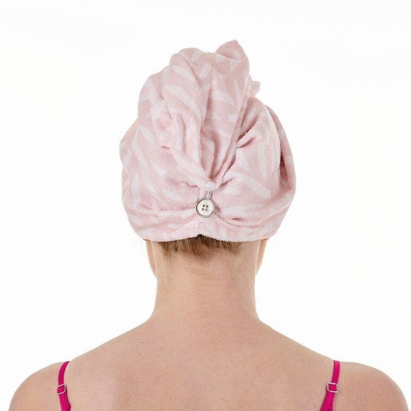 Photo 1 of 2 Pack FCB Pink Leaf Rose Oil Infused Hair Towel Turban Keeps Hair In Top Condition Improving Moisture Retention Strengthens & Supporting Hair Growth New
