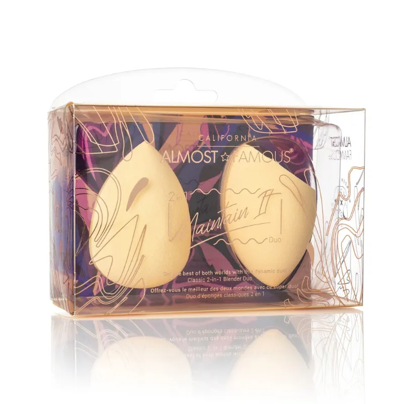 Photo 1 of Almost Famous Professional Beauty Sponge Makeup Blender Nude Duo Combo, Perfect Foundation Blending, Comes with Necessary Dual, Duo Makeup Blenders - Nude