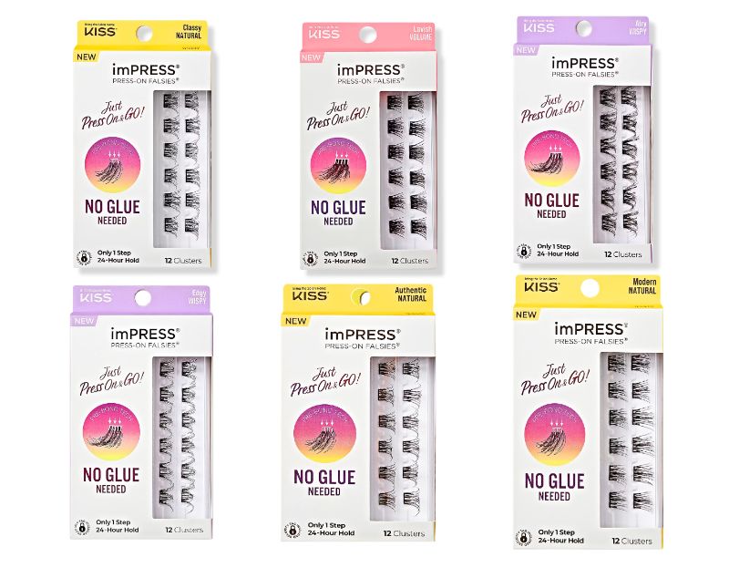 Photo 1 of 6 Pack KISS imPRESS Falsies Press On Self Adhesive Eyelashes Styles : Authentic, Modern, Edgy, Airy, Classy, Lavish 