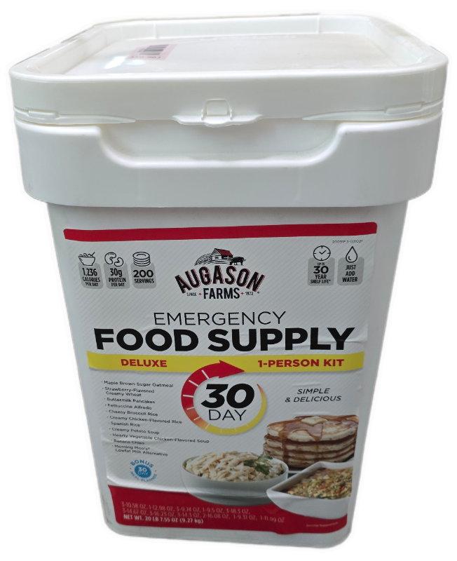 Photo 1 of AUGASON FARMS Emergency Food Supply Bucket, 200 Servings, Dehydrated Meal Kit, Variety Pail, Long Shelf Life Just-Add-Water Meals for Prepping, Disaster Survival, Camping, Hiking, and More