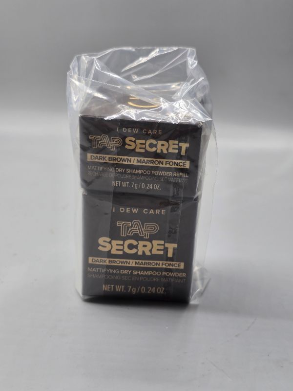 Photo 1 of 2 Pack I DEW CARE Biotin Clarifying Dry Shampoo - Tap Secret Dark Brown | Strengthening & Volumizing, Powder Type, Refillable, Travel size, Non-aerosol, Brunette ( 1 Refill & 1 Regular )