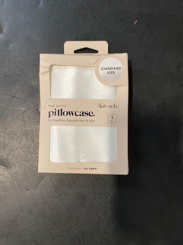 Photo 1 of Kitsch Satin Pillowcase with Zipper for Hair & Skin, Softer Than Silk Pillow Cases Standard Size, Wrinkle-Free, Smooth and Cooling Satin Pillow Covers, 19"x26" - Ivory