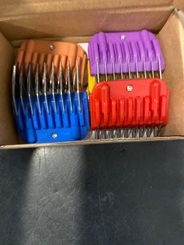 Photo 1 of Professional Animal Stainless Steel 5 Color Guide Comb Set Compatible with andis Oster A5 wahl km10 10#/15#/30# Detachable Blade Cutting Length 3mm-16mm
