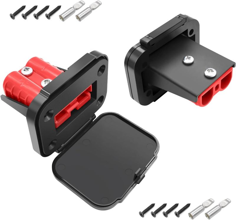 Photo 1 of GZSH Anderson Plug 2PCS 50A Quick Connect Wire Connectors with Mount and Cap 12-6 AWG Battery Quick Disconnect 12V-36V Battery Quick Connect Waterproof SB50 for Car RV Trunk Boat Winch