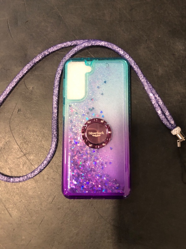 Photo 1 of Silverback for Samsung Galaxy S25 Case with Ring, Women Girls Bling Holographic Sparkle Glitter Cute Cover,Diamond Ring Protective Phone Case for Galaxy S25 - Purple