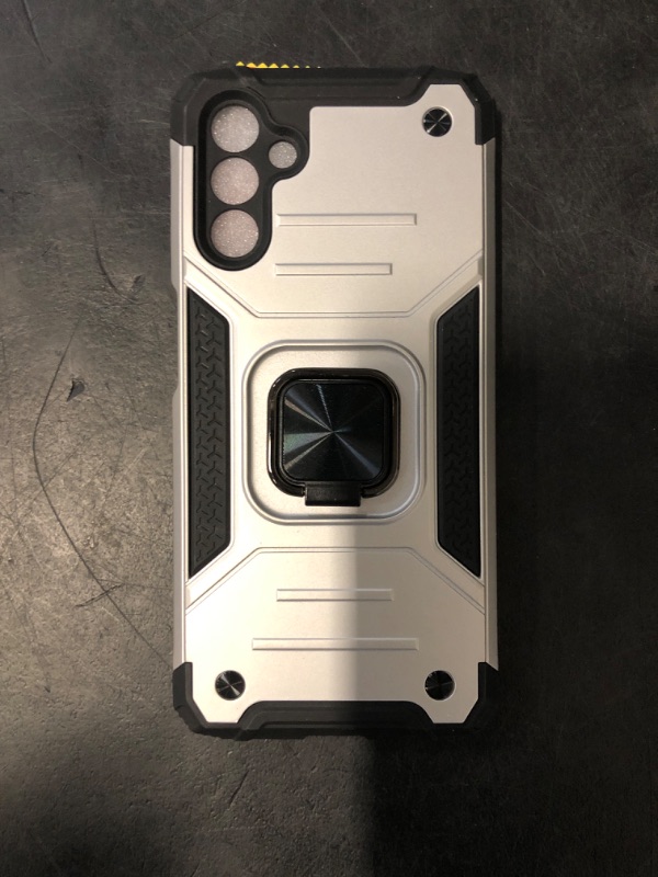 Photo 1 of Galaxy A15 5G Case Military Grade Built-in Kickstand Case with Stand Holster Armor Heavy Duty Shockproof Cover Protective Case for Samsung Galaxy A15 5G Phone Case for Men Women (Silver)