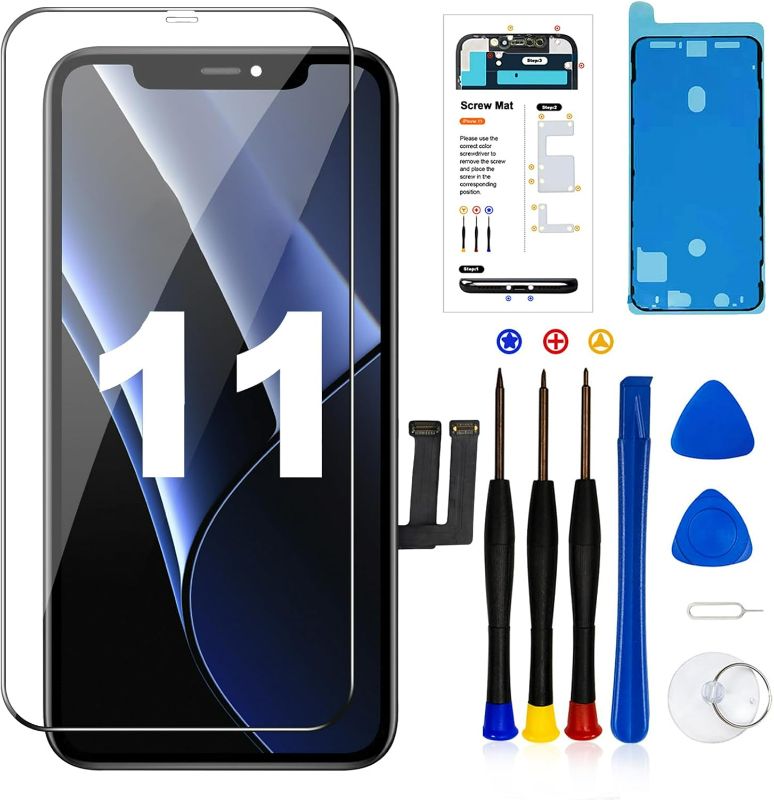 Photo 1 of for iPhone 11 Screen Replacement,6.1 inch LCD Display 3D Touch Digitizer Assembly,Compatible with iPhone 11 Screen Replacement (Model A2111, A2223, A2221) with Repair Tools +Screen Protector