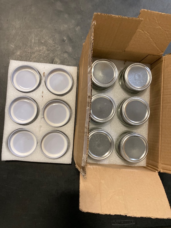 Photo 1 of Small Mason Jars 8oz/240ml with Regular Lids, 6 Pack Glass Canning Jars With Labels, Mini Glass Jars for Jam Jelly Spice Honey Herbs, Wedding Shower Favors Food Storage Candle Jars
