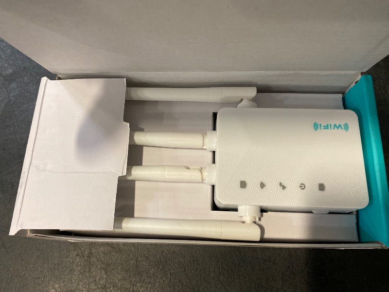 Photo 1 of WiFi Extender, WiFi Extender Signal Booster Dual-Band(5.8G&2.4G) Wireless Repeater Coverage to 12880 sq. ft & 105 Devices, 1-Tap Setup, Supports Ethernet Port, Faster Speed