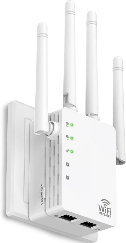 Photo 1 of WiFi Extender, WiFi Extender Signal Booster Dual-Band(5.8G&2.4G) Wireless Repeater Coverage to 12880 sq. ft & 105 Devices, 1-Tap Setup, Supports Ethernet Port, Faster Speed