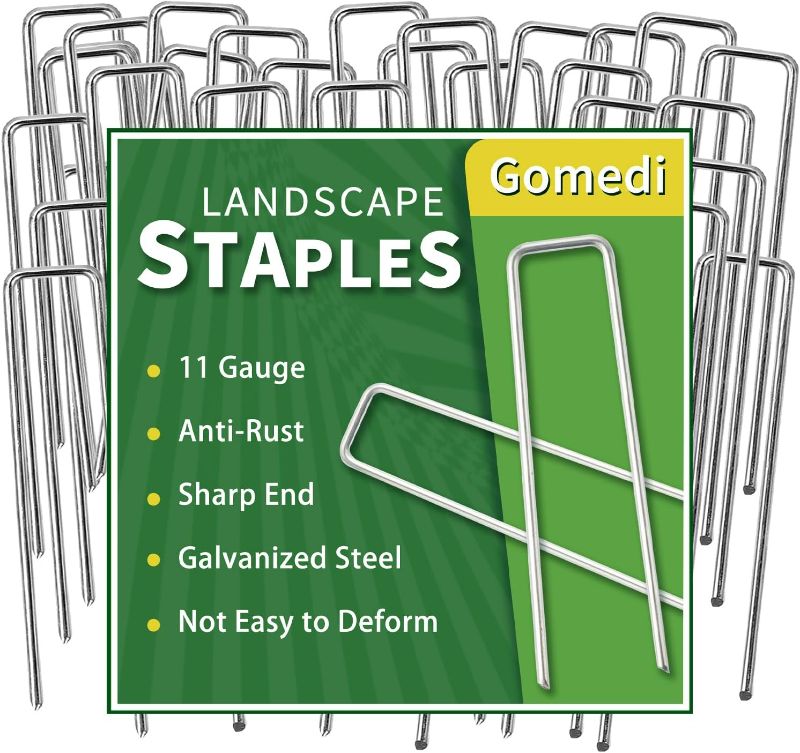 Photo 1 of Landscape Staples 6 Inch 120 Pack, Garden Stakes Galvanized Garden Staples 11 Gauge, Plant Cover Stakes for Lawn Weed Barrier