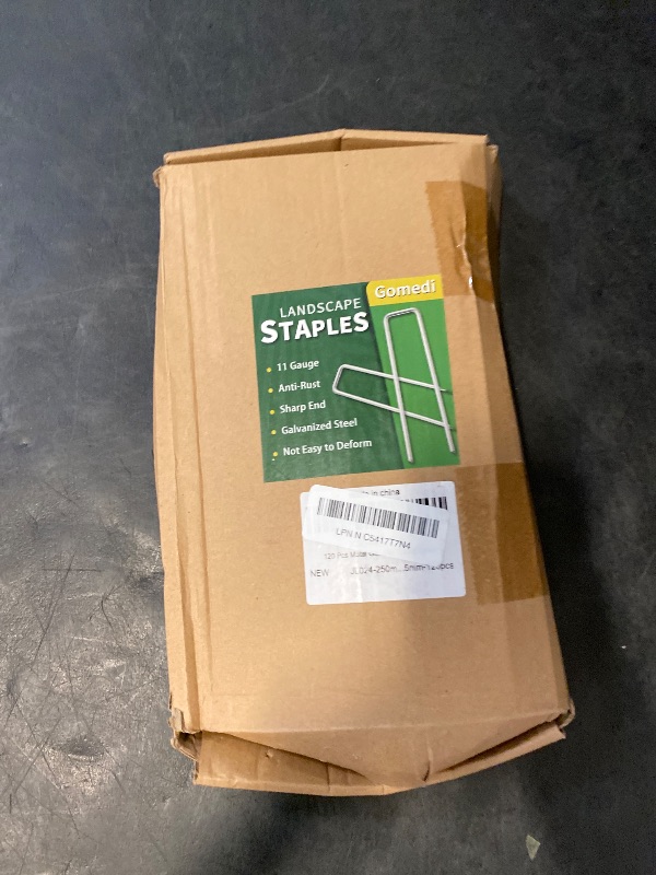 Photo 1 of Landscape Staples 6 Inch 120 Pack, Garden Stakes Galvanized Garden Staples 11 Gauge, Plant Cover Stakes for Lawn Weed Barrier