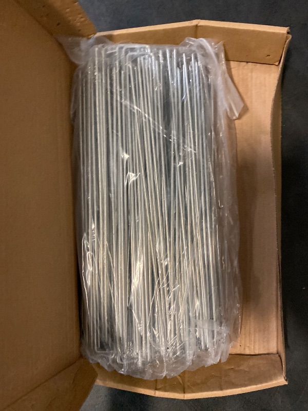 Photo 1 of Landscape Staples 6 Inch 120 Pack, Garden Stakes Galvanized Garden Staples 11 Gauge, Plant Cover Stakes for Lawn Weed Barrier