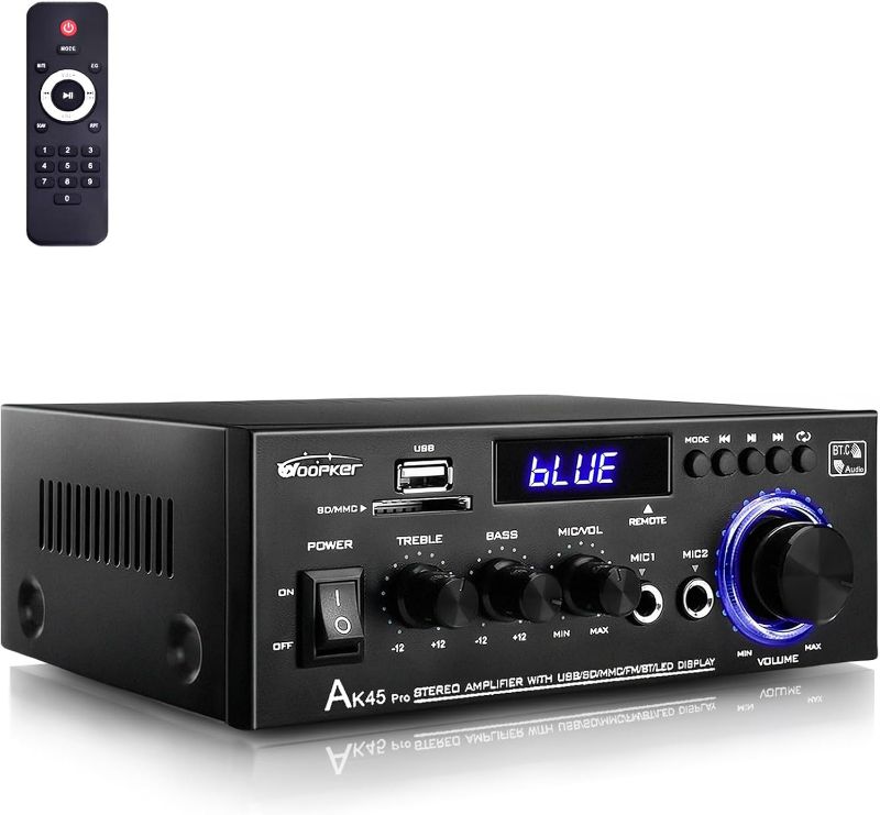 Photo 1 of AK45 Pro Amplifier Home Audio Stereo Receivers with Bluetooth 5.0,Max 400W,2.0 Channel Stereo Amplifier System for Home Theater Speakers, Karaoke,Garage,Home Amp with USB,SD,RCA,2 MIC in