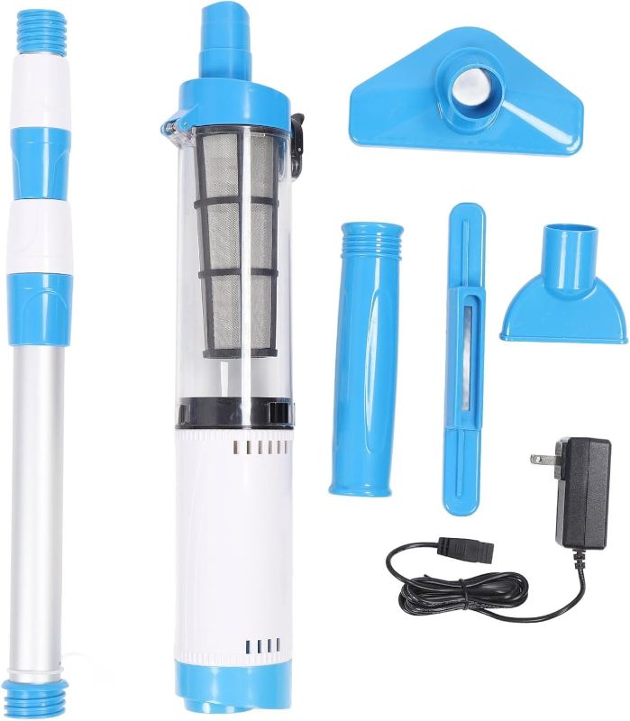 Photo 1 of AUNMAS 3 in 1 Pool Vacuum for Outdoor Pools, ABS 4 Heads Rechargeable Powerful Suction Electric Swimming Pool Vacuum Cleaner for Bathtubs Fish Pools (US Plug 100-240v)