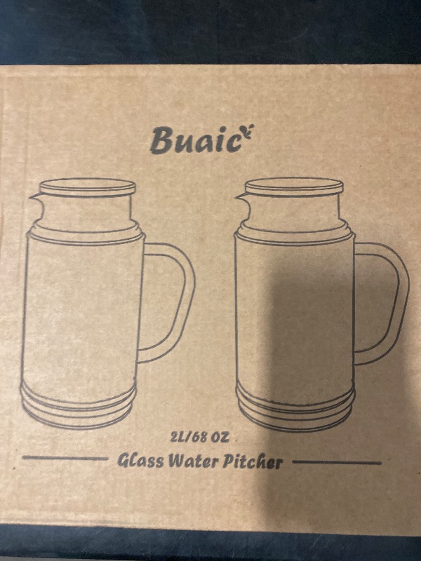 Photo 1 of 2 PACK Glass Pitcher with Lid, 68 oz/ 2 Liter Amber Classic Vertical Stripes Water Pitcher,Glass Water Carafe for Cold Brew, Coffee, Lemonade, Iced Tea,Beverage, Heat Resistant Water Glass Jug