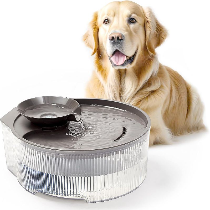 Photo 1 of Dog Water Fountain, 5L/169oz Pet Water Fountain with Transparent Design and 3 Filters, Dog Water Bowl Dispenser with Quiet Pump, Ideal for Dogs, Cats and Multi-pet households