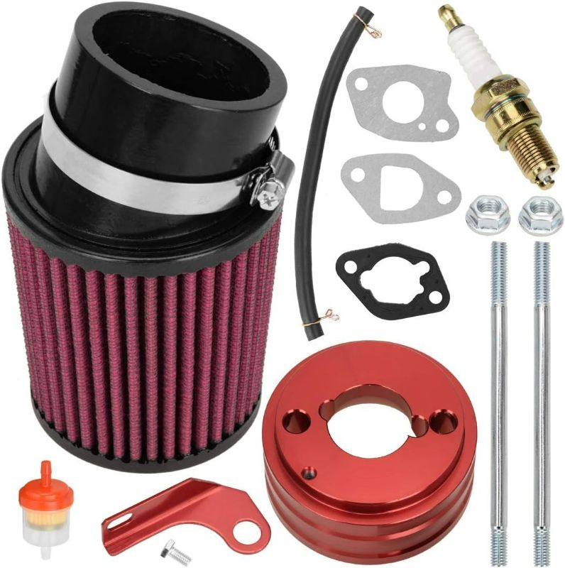 Photo 1 of FVRITO Upgraded Air Filter Adapter Kit for Predator 212cc 196cc Coleman CT200U BT200X KT196 6.5Hp Clone Engine Mini Bike Go Kart Performance Parts Red