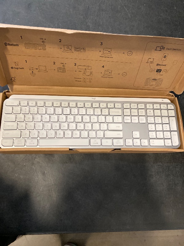 Photo 1 of Logitech MX Keys S Wireless Keyboard, Low Profile, Fluid Precise Quiet Typing, Programmable Keys, Backlighting, Bluetooth, USB C Rechargeable, for Windows PC, Linux, Chrome, Mac - Pale Grey