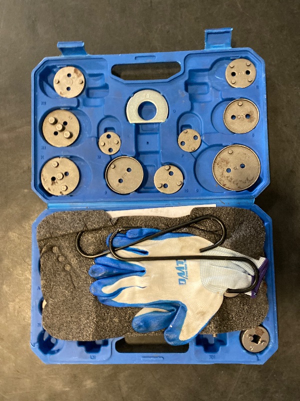 Photo 1 of Orion Motor Tech 24pc Brake Caliper Compression Tool Set, Heavy Duty Brake Piston Compressor Tool and Wind Back Tool Kit for Brake Pad Replacement, Universal Disc Brake Caliper Tool Set with Blue Case