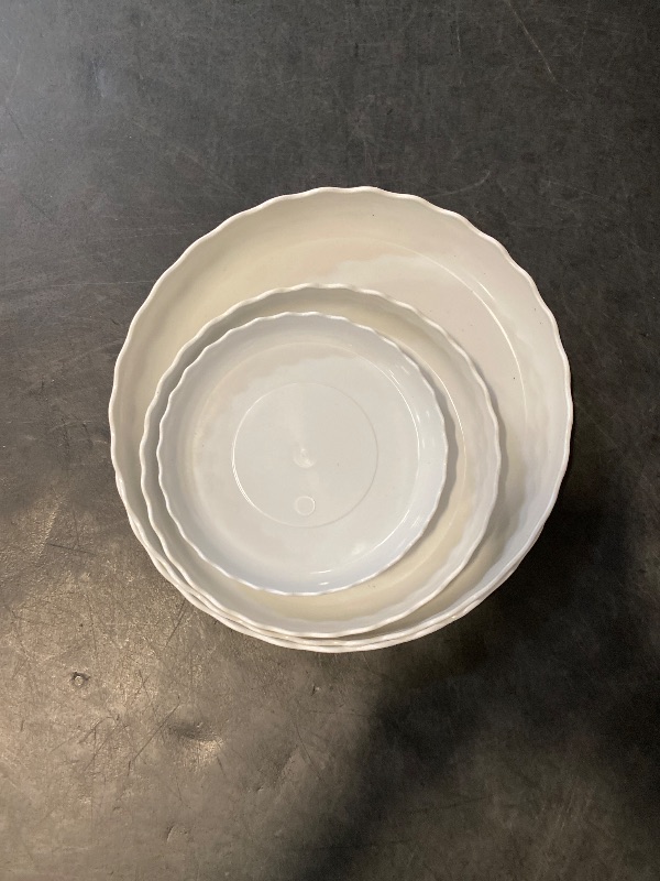 Photo 1 of 12 Pack Plastic White Round Wave Plant Saucer,Durable Heavy Duty Flower Plant Pot Drip Tray Container for Home Garden Indoor and Out Door Plant (6 Inch/8 Inch/10 Inch)