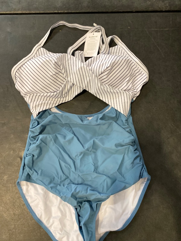 Photo 1 of Size L Eomenie Women's One Piece Swimsuits Tummy Control Cutout High Waisted Bathing Suit Wrap Tie Back 1 Piece Swimsuit